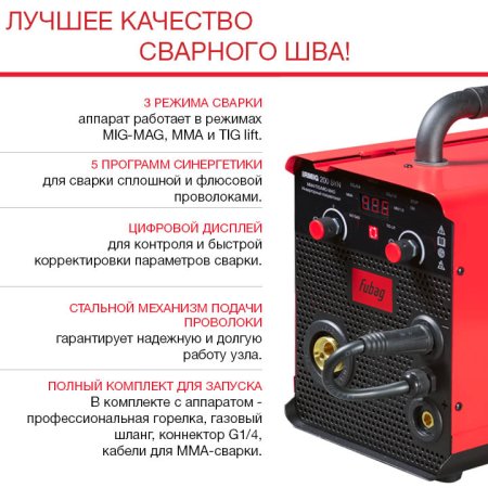 Полуавтомат сварочный FUBAG IRMIG 200 SYN с горелкой 250 А 3 м в комплекте в Красноярске фото