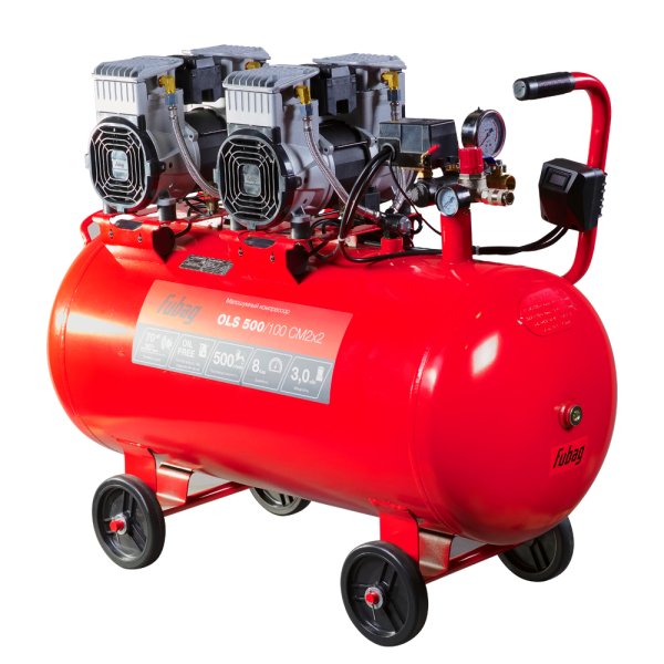 Компрессор воздушный безмасляный малошумный FUBAG OLS 500/100 CM2х2 + Набор пневмоинструмента (5 предметов) в ПОДАРОК в Красноярске фото
