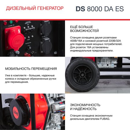 FUBAG Дизельный генератор (трехфазный) с электростартером и коннектором автоматики DS 8000 DA ES в Красноярске фото
