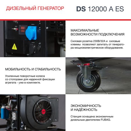 FUBAG Дизельный генератор с электростартером и коннектором автоматики DS 12000 A ES в Красноярске фото